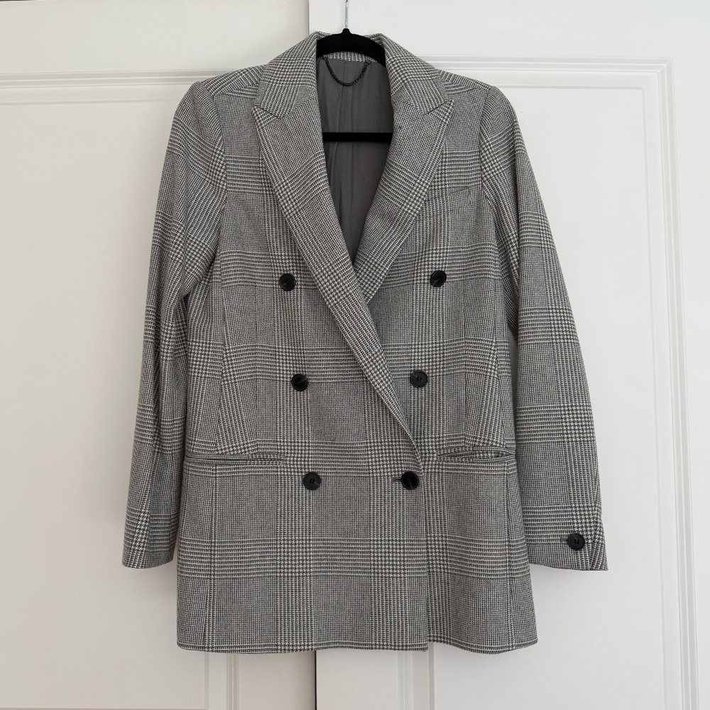 AllSaints Astrid Check Double Breasted Wool Blazer – Size US 4